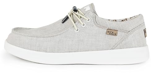 Kickback Haven Mocasines Slip‑On de Hombre Estilo Sneaker – Zapatos Casual de Lino con Cordones Elásticos – Cómodos y Elegantes para el Uso Diario en Verano - Natural, EU 42