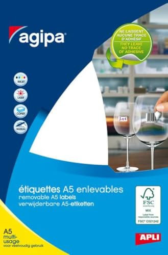 APLI 100318 Mehrzweck-Etiketten, 210 x 148 mm, Ecken: gerade – Farbe: Weiß