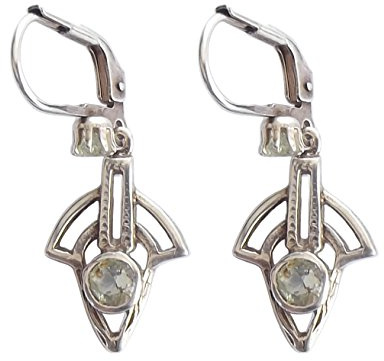 Ohrringe Damen 925 Silber Aquamarin Jugendstil