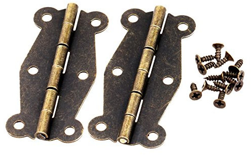 Dophee 2PCS Brass Vintage Butterfly Hinge Antique Bronze Mini Hinges 51x24mm Retro Box Hinges with 12PCS Screws for Furniture Toolbox Cabinet Drawer Door Hardware Gift Jewelry Box