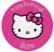 Hello Kitty Bright Pink Edible Icing Cake Topper 7.5inch Precut Personalised (Round)
