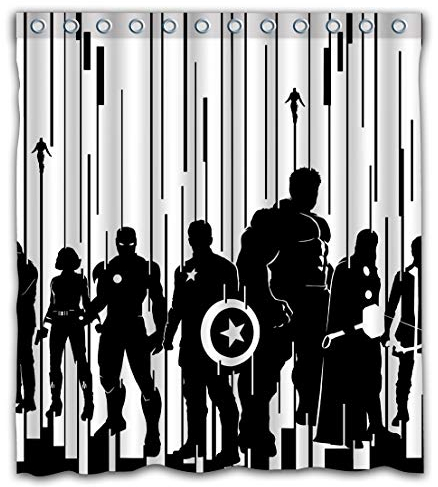 Patwee Cool Black and White Streifen Design Duschvorhang Wasserdicht Stoff für Badezimmer Dekoration 180x180cm Color-02