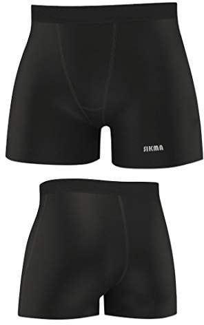 Sikma Mens Compression Boxer Shorts Baselayer Skin Tight Briefs Sports Gym Fitness Bottom (Black, Medium)