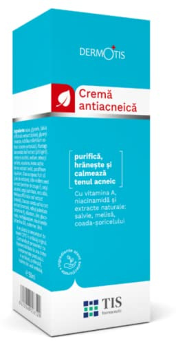 TIS Crème Anti-Acné Visage 50ml, Boutons, Pores Dilatés, Points Noirs, effet Sébo-régulateur peaux grasses à tendance acnéique, Protège les peaux sensibles des facteurs nocifs - poussière, vent