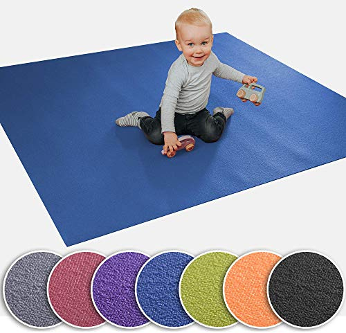 Wunschkind® Krabbelmatte | Krabbelunterlage | Made in Germany | Anti-Rutsch | Öko-Tex 100 | 160x160cm Blau
