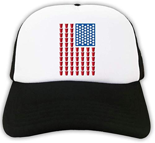 Luckyprint United States Flag Beer Pong Red Cups Trucker Cap