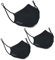 BONNYCO Stoffmasken Mundschutz - Set 3 Maske Schwarz Mund Nasen Schutzmaske Zertifikat UNE 0065 - Stoffmasken Mundschutz Waschbar Einstellbar Zugelassen mit 3 Schichten bis zu 50x Waschbar