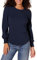Amazon Essentials Women's Long-Sleeve Crewneck Smocked Cuff T-Shirt, Navy, M