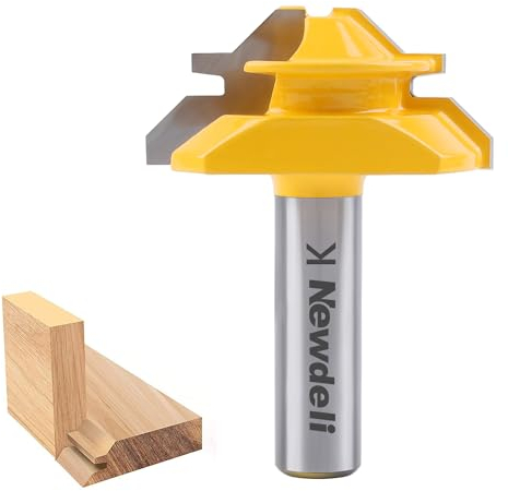 45-Grad-Fräser-Bit, Newdeli Lock Gehrungsfräser 1/2 Schaft, 3/4 Stockgelenk-Fräser-Bit, geeignet für 90-Grad-Zapfengelenk-Holzbearbeitung