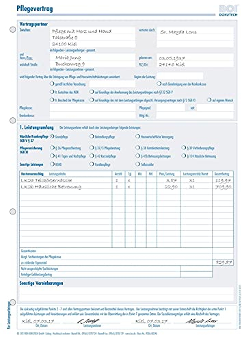 50x Formular Pflegevertrag