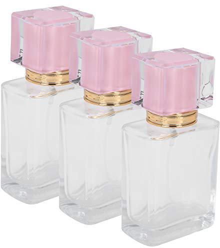 TMISHION Empty Perfume Bottle, 3pcs Mist Spray Bottle Glass Portable Refillable Perfume Bottle Empty Perfume Bottle Glass Spray Transparent Liquid Empty Atomizer Container 50ml(pink)