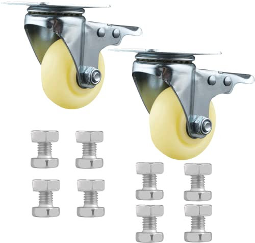 Transportrollen Bremse Schwerlastrollen Packung mit 2 Möbelrollen mit bremse hochwertige Nylon Rollen für Möbel rasengeeignete Möbel Tabelle Wagen Strandkorb Fußboden Schutz (100mm)