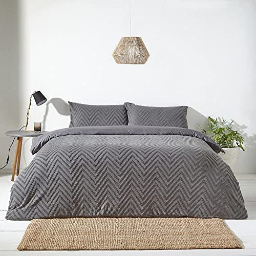 Yard Chevron Tuft Bettbezug-Set, Einzelbett, Anthrazit