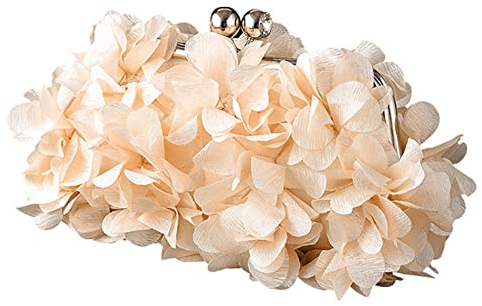 DZOZO Women Clutch Purse Satin Evening Bag Floral Banquet Bag Petal Clutch Handbag Detachable Chain
