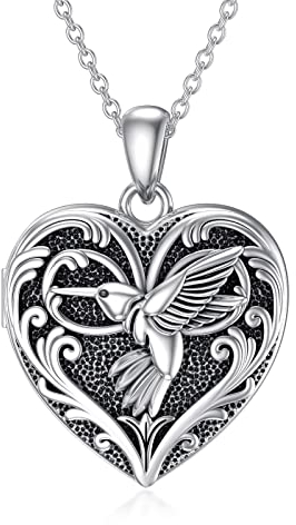 SOULMEET Herz geformt Kolibri Vogel Medaillon Halskette, die Bilder hält Foto Tier personalisierte Medaillon Halskette Sterling Silber