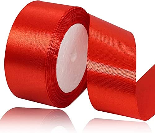 ZHIHUI Satinband Rot 40mm, 22 Meters Dekoration Geschenkband Fein Schleifenband, Stoffband für Luftballons, Hochzeit, Taufe und Geburtstag Geschenke Der Valentinstag Verpackung von Geschenken