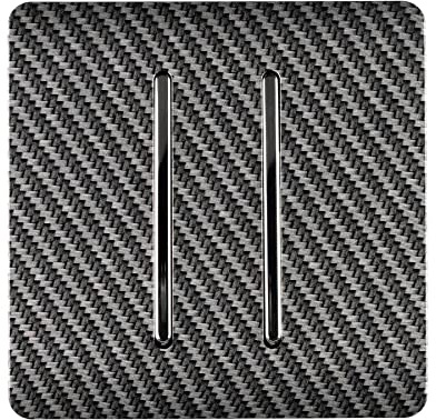 Trendi 2 Gang (2 Way & 3 Way Intermediate) 240V Screwless Raised Front Plate Plastic Artistic Modern Glossy 10 Amp Chrome Rocker Double Electrical Wall Light Switch Carbon Fibre - ART-SS29CF