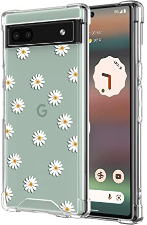 ZTOFERA Hülle für Google Pixel 6a, Transparentes Klares Weiches TPU Hülle mit Gänseblümchen Muster, Ultra Dünne Kratzfeste Silikon Gel Schutzhülle für Google Pixel 6a - Gänseblümchen