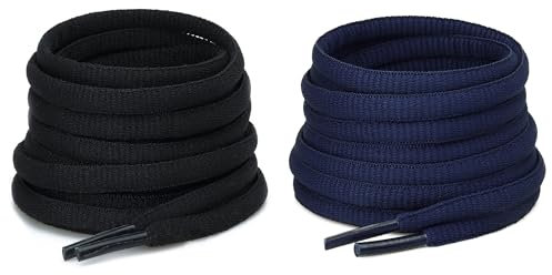 CCSOFITIME 2 Pares Cordones Ovalados,Resistente Sustituir Cordones Azules para Zapatillas de Converse Air Force Deporte y Baloncesto Bambas Patines,Cordones Negros Zapatillas Para Hombre o Mujer 60cm
