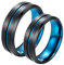 Whoiy Partnerringe 8mm, Ringe für Damen Edelstahl 2 Stück Blauer und Schwarzer Gebürsteter Ring für Valentinstag Jahrestag
