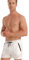 TMEOG Maillot de Bain Homme Short de Bain Caleçon de Bain Piscine Short de Plage Shorty de Bain Boxer Mayo de Bain pour Homme avec Poche Zippée(L,Blanc)