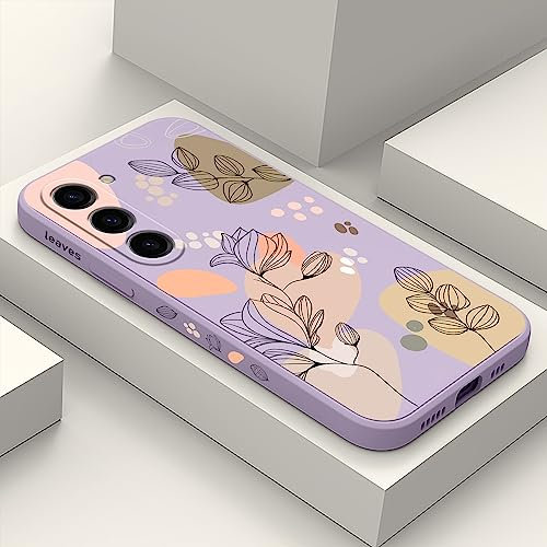 LEECG für Samsung Galaxy S23 Hülle, für Samsung S23 Hülle Kreative Blume Schmetterling Astronaut Muster Design, Anti Fall Weiches Silikon Dünne Handyhülle Slim Cover S23-Hellviolett 2