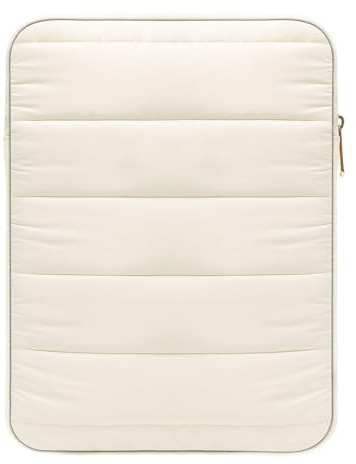 MoKo 9-11 Zoll Puffer Tablet Tasche Hülle, Gesteppte Tasche Damen, Reisetasche aus Polyester-Pongee Kompatibel mit iPad air 5 10,9 2022, iPad Pro 11 2021-2018, Tab S8 11/Tab A 10,1, Milch Weiß