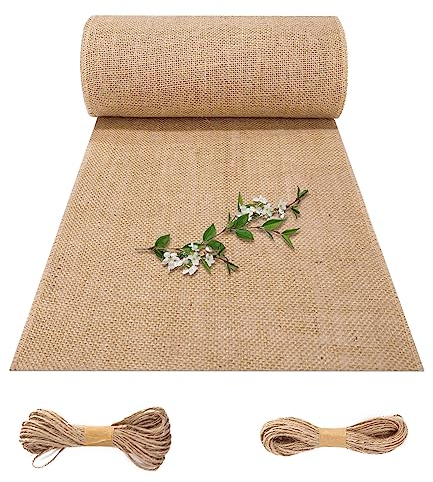 Jissta Jute Tischläufer,30 * 1000cm Jute Tischläufer für rustikale Dekoration,gewebter Sackleinen-Stoff, Babyparty-Tischdecke,Bauernhaus Party, Kommunion, Rustikale Tisch Dekoration