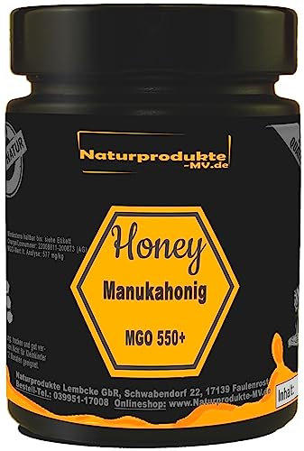Manuka Honig MGO 550+ 250g im schwarzen Schmuckglas Grasetikett PUR, ROH & ZERTIFIZIERT Premium Qualität 100% natürlich Manukahonig