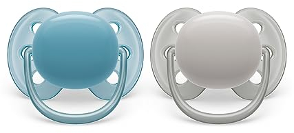 Philips AVENT ultra soft Schnuller - 2er Pack, BPA-freier, weicher Schnuller für Babys von 6-18 Monaten, inklusive Transport- und Sterilisationsbox, grau/petrol (Modell SCF091/17)