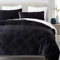 Winter Bettwäsche 200x220cm Flanell Fleece Schwarz Weiß Wendebettwäsche Set Flauschig Plüsch Sherpa Cashmere Touch Pintuck Bettbezug und 2 Kissenbezug 80x80 mit Reißverschluss,Oeko-Tex Zertifiziert