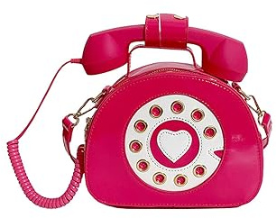 PORRASSO Borsa a Tracolla Donna Creativa Borse a Spalla a Forma di Telefono Borsetta Crossbody Bag Rosso Rosa