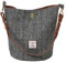 TAILORMAP Harris Tweed Frauen Bucket Bag Schultertasche Handtasche mit zwei Arten von Lederriemen, GRAU