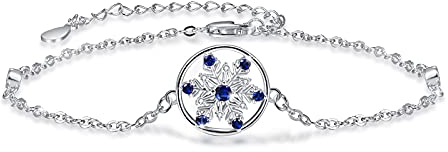 REDSUN Schneeflocken-Armband 925 Sterling Silber Schneeflocken-Armband mit Zirkonia Verstellbarer Charme Armreif Schneeflocken-Schmuck Geschenke für Frauen Mädchen mit Geschenkbox