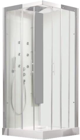 Kinedo Cabine douche Horizon Hydromassante 80x80 chromé porte coulissante