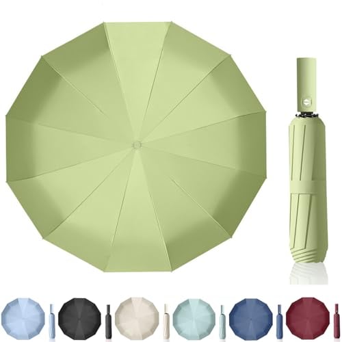 Maibar Umbrella Windproof Strong, 24 Ribs Waterproof Umbrella, Folding Travel Umbrellas, Wind proof Parasols for Men and Women (Matcha Green)