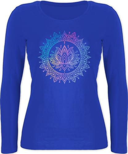 Shirtracer - Langarmshirt Damen - Yoga - Mandala Lotusblume I Spirituelle Meditation I Pilates Lotus Entspannung
