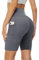 Missluck Radlerhose Damen mit Taschen Kurze Sporthose Hohe Taille Leggings Blickdicht Shorts Sommer Hose für Yoga Gym (Dunkelgrau,L-XL)