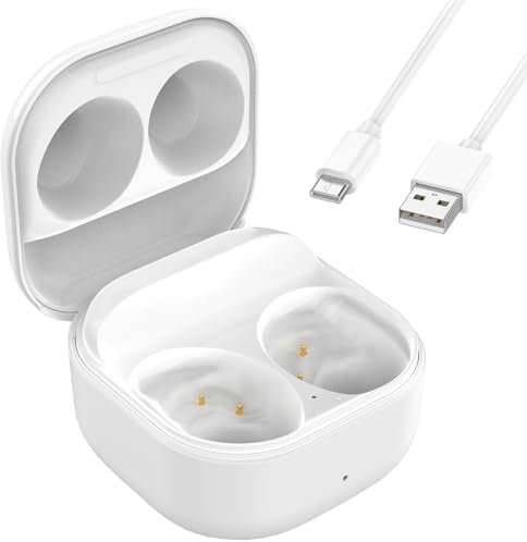 Buziba Ladehülle für Samsung Galaxy Buds FE SM-R400 Ersatz Ladegerät Dock Station Schutzhülle mit USB-C Ladekabel Earbuds Zubehör (Weiß)