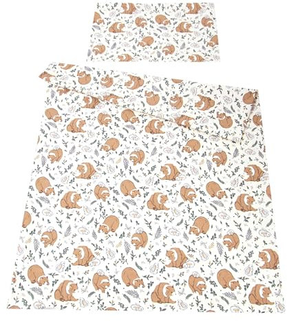 Babylux Bettwäsche Bezug 2 TLG. 100 x 135 cm / 90 x 120 cm Kinderbettwäsche Bettwäsche Kind Bettset Baby Babybettwäsche (129. Bär Braun, 100 x 135 cm)