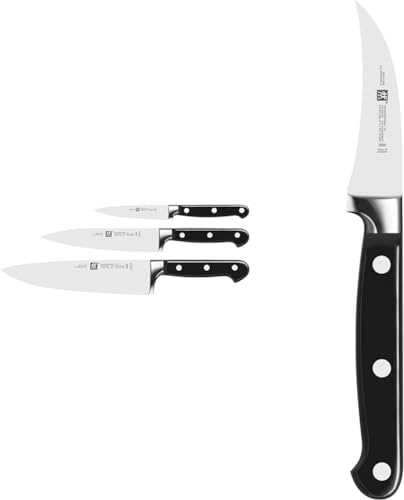 ZWILLING Professional S Messer-Set, 3-teilig (Spick-/Garniermesser 10 cm, Fleischmesser 16 cm, Kochmesser 20 cm),Schwarz & Professional S Schälmesser, Klingenlänge: 7 cm, Kleines Klingenblatt