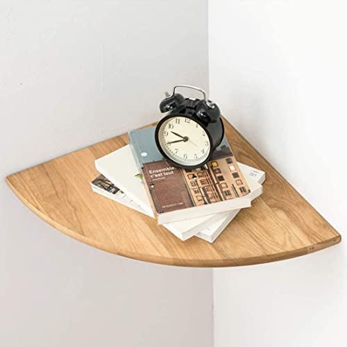 Gieanoo Eckregal Hängeregal, Eiche Massivholz Eckregal runde Enden Wandregal Holz Vintage Landhausstil Regal für Schlafzimmer Wohnzimmer Radius 35cm