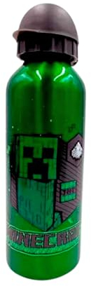 Minecraft Botella Reutilizable, Cantimplora Creeper, Diseño Aluminio Botella de Agua para Niños, Botella de Viaje, Capacidad 500 ml (Negro)