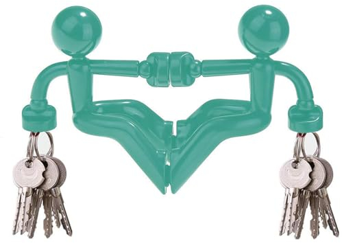 Morn Light 2 Pack Strong Magnetic Key Holder, Fun Man-Shaped Key Hooks with Neodymium Magnet for Fridge, Freezer & Metal Surfaces, Novelty Home Organiser Gift Ideas(2,Dark Green)