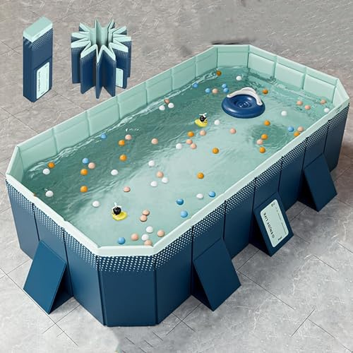 Piscina Pieghevole,Piscina non gonfiabile per famiglie in PVC Piscina rettangolare per cani di taglia grande da giardino all'aperto,piscina all'aperto adatta per Bambini e Adulti,300cm/118.11in