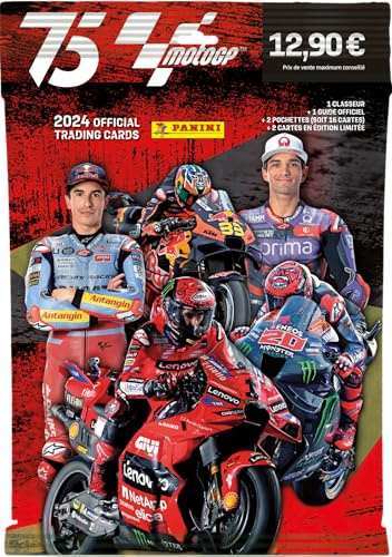 Panini Moto GP 2024 Trading Cards Starter Pack (1 Ordner + 2 Hüllen + 2 Karten Limited Edition), 004871SPAFGD