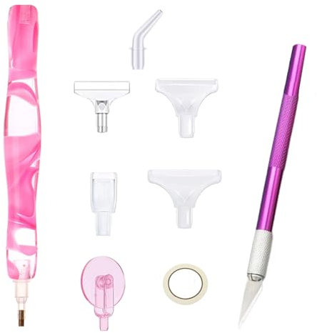Fc'Noqgn Stylo Diamant Livré avec 7 Forets Diamantés, Broderie Diamant Accessoires, Stylo Diamond Painting, Accessoires de Broderie Diamant 1 Couteau de Bricolage