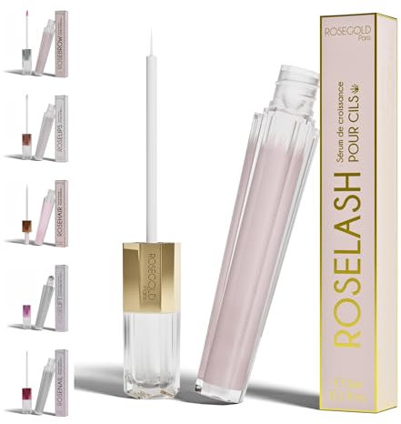 ROSELASH Nouvelle Formule Sérum de Croissance de Pousse Cils plus fournis longs épais - Fabriqué en France - Sans hormone Sans parfum - Vegan