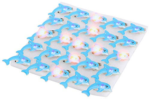 Insignes lumineux à LED 25 pièces Broche de revers brillant en forme de dauphin avec lumière LED clignotante cadeaux d'Halloween de Noël
