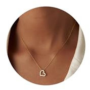 TINGN Halskette Damen Herz Anhänger Kette, Gold Herz Kette Gold Schmuck Damen Herzkette für Mädchen Personalisierte Geburtstags Muttertag Valentinstag Geschenke für Frauen MaMa Freundin Mädchen